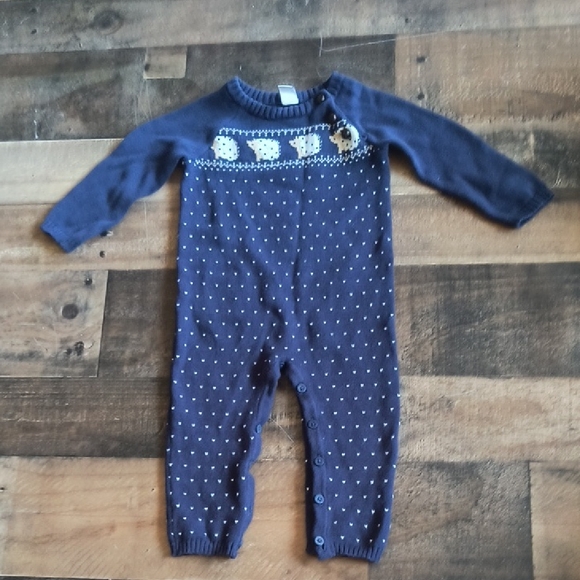 Janie and Jack Other - Janie And Jack Hedgehog Blue Faire Isle Knit Jumpsuit Romper  Sz 12 -18 Months